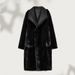 Women's Clothing Luxury Two-Sided Faux Fur Coat With Oversized Lapel - Reversible Long Coat For Women, Winter Fashion Outerwear (Black, Camel)_ecoleips.com