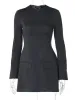 TARUXY Elegant Long Sleeve Slim Mini Dress For Women A-Line High Waist Two Pockets Solid Autumn Winter New Party Dress Female_ecoleips.com