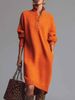 Women's Relaxed Style Long Sweater Dress Over The Knee Knitted Long Dress For Tall Women Solid Color Loose Fit Autumn Winter_ecoleips.com