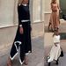 Women's Clothing Spring And Autumn Long Sleeved Irregular Solid Color Skirt Two Piece Set_ecoleips.com