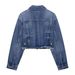 Women's Denim Jacket Casual Long Sleeve Round Neck Polyester Coat For Daily Wear XS/S/M/L_ecoleips.com