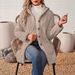 Women's Button-Down Hooded Teddy Coat Casual Long Warm Outerwear Spring/Autumn Polyester_ecoleips.com