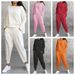 Women's Clothing Solid Color Round Neck Long Sleeved Suit Women's Pocket Pants Trousers Women_ecoleips.com