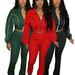 Fashionable Women's Two-Piece Set With Contrast Color Blocking, Ribbed Detailing & Zip-Front Flared Pants – Stylish & Comfortable Outfit_ecoleips.com