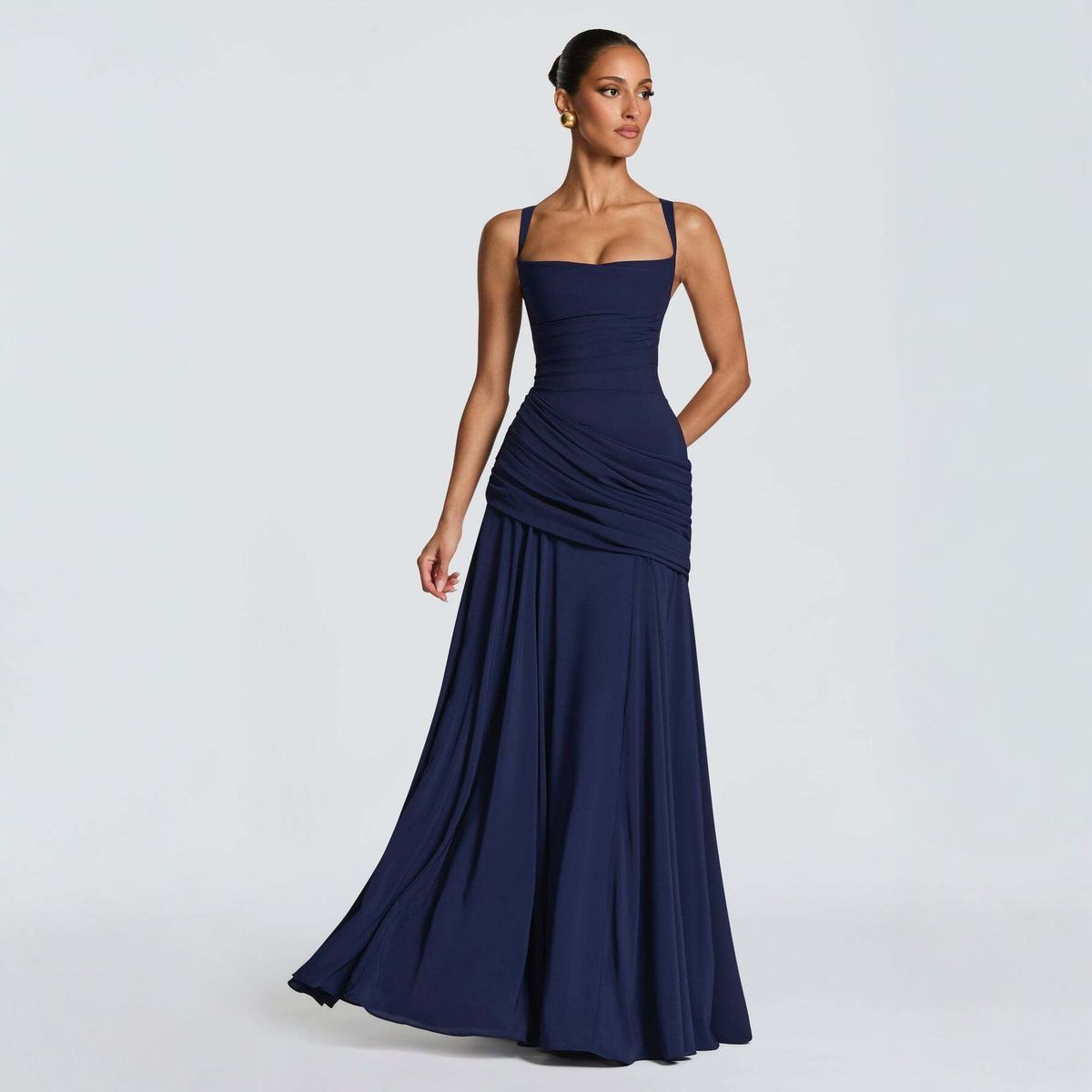 Women's Elegant Solid Color Sleeveless Dress American Style Spring Summer New Cross Border Waist Cinching Suspender Dress_ecoleips.com
