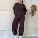 Women's Clothing Autumn And Winter Casual Loose Round Neck Long Sleeved Sweater Trousers Suit_ecoleips.com
