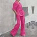 Women's Clothing Fashion Suit Cotton And Linen Short Sleeve Long Pants Two Piece Suit Belt Design Casual_ecoleips.com