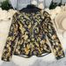 Women's Printed Blazer Jacket – Slim-Fit Long Sleeve Professional Top (Black/White/Yellow, S-XL)_ecoleips.com