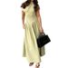 Spring New Women's Elegant Long Dress High Waisted Solid Color American Style Fashionable Clothing_ecoleips.com