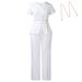 D618 Women's Summer Temperament Button Casual Short Sleeve Top Pants Two-piece Fashion Suit_ecoleips.com