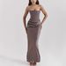 New Cross-Border European And American Style Women's Sexy Strapless Backless Slim Evening Dress_ecoleips.com