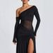 Women's Clothing One Shoulder Pleated Waist See Through Off Shoulder Mesh Women's Sexy Long Skirt_ecoleips.com