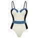 Women's Contrast Color One-Piece Swimsuit - Simple & Stylish Bathing Suit With Supportive Fit _ecoleips.com