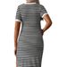 Women's Clothing New Autumn Striped Casual Comfortable Round Neck Elastic Fashionable Hot Mom Slit Maternity Dress_ecoleips.com