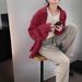 2026 Spring/Autumn Red Checkered Loose-Fitting Outerwear: Sun-Protective Thin Jacket With Versatile Design_ecoleips.com