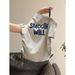 ng2510292 Navy Blue Off-shoulder Short-sleeve Women's T-shirt, 2026 Summer Design, With Contrasting Color Shoulder Straps, Ruched_ecoleips.com