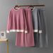 Women's Elegant Color Block Knit Sweater And Slimming Wide Leg Pants Two Piece Set Autumn/Winter round Neck Cross Border European Style_ecoleips.com