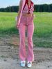 Women's Clothing New Fashion High Waist Slim Street Style Pink Hip Flared Casual Jeans_ecoleips.com