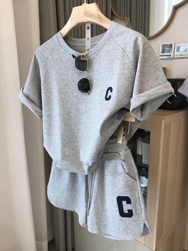 Women's Clothing Summer New Drop Shoulder Short Sleeves Slit Wide Leg Shorts Sports Two Piece Suit_ecoleips.com