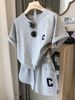 Women's Clothing Summer New Drop Shoulder Short Sleeves Slit Wide Leg Shorts Sports Two Piece Suit_ecoleips.com