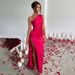 Women's Clothing Summer New Design Temperament Sexy Slim Shoulder Slit Satin Dress Female_ecoleips.com