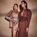 High-End European American Women's Long Sleeve Dress Sexy Slit Deep V Neck Formal Slim Fit with Heavy Duty Waist Belt Long Skirt_ecoleips.com