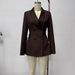 Spring Trendy Satin Panel Tie-Waist Blazer - Elegant Women's Business Casual Jacket_ecoleips.com