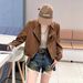 Aria Basics Direct From The Manufacturer: Korean-style Suede For Women, Autumn 2026, Petite Casual Fashion Design, Slimming Jacket_ecoleips.com
