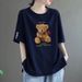 Casual Short Sleeve T-Shirt Women's Clothing Loose Fit Cotton Blend Tee With Printed Design Contrast Sleeve_ecoleips.com
