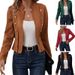 Elegant Plus Size Women's Blazer Jacket With Multiple Buttons - Suede-Like Polyester Office Wear For Autumn Winter - Red/Green/Yellow/Black_ecoleips.com