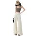 Summer New Style High-Waisted Drawstring Ice Silk Cooling Sun Protection Pants Women's Casual Floor Length Sports Fitness Yoga Pants_ecoleips.com