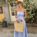 French Style High-Waist Maxi Dress With Stripe Print - Backless Flowy Summer Dress For Beach Vacation And Evening Parties_ecoleips.com