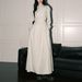 Women's Clothing Women's French Style Apricot Long Dress With Tie Waist And Long Sleeves Artistic A-Line Long Skirt Super Popular_ecoleips.com