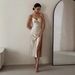 Women’s Clothing Fashion Suspender Backless Sexy Slit Dress Dress_ecoleips.com