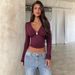 Women's Sophisticated V-Neck Long Sleeve T-Shirt Stretch Poly Blend Casual Wear Wrinkle Detail for Date Night_ecoleips.com