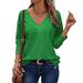 Aria Basics Aria Basics 2024 Cross-Border European And American Women's Fashion Casual V-Neck Long Sleeve Button Hollow Lace Embroidered Shirt_ecoleips.com
