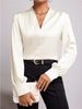V-neck Shirt Top, Spring And Summer Long-sleeved Satin Shirt_ecoleips.com