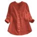 2022 Spring And Autumn New Cotton-Linen Buttoned V-Neck Long-Sleeve Shirt_ecoleips.com