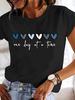 European And American Cross-border Foreign Trade Women's Clothing, Simple Heart-printed Round-neck Short-sleeve T-shirt_ecoleips.com