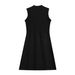 Women's Clothing Summer New French Style Simple Sleeveless Splicing Inner Wear A Line Knitted Dress For Women_ecoleips.com