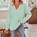 Women's Oversized Stripe Polo Collar Long Sleeve Sweatshirt – Casual Streetwear Cotton Blend Fall/Winter Fashion_ecoleips.com
