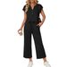 Summer Women's Two Piece Set Round Neck Short Sleeve Cropped Pants Casual Fashionable_ecoleips.com