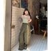 American Retro Green Banana Jeans For Women 2025 Spring And Summer Lazy Style Loose Wide Leg Floor Length Scimitar Pants_ecoleips.com