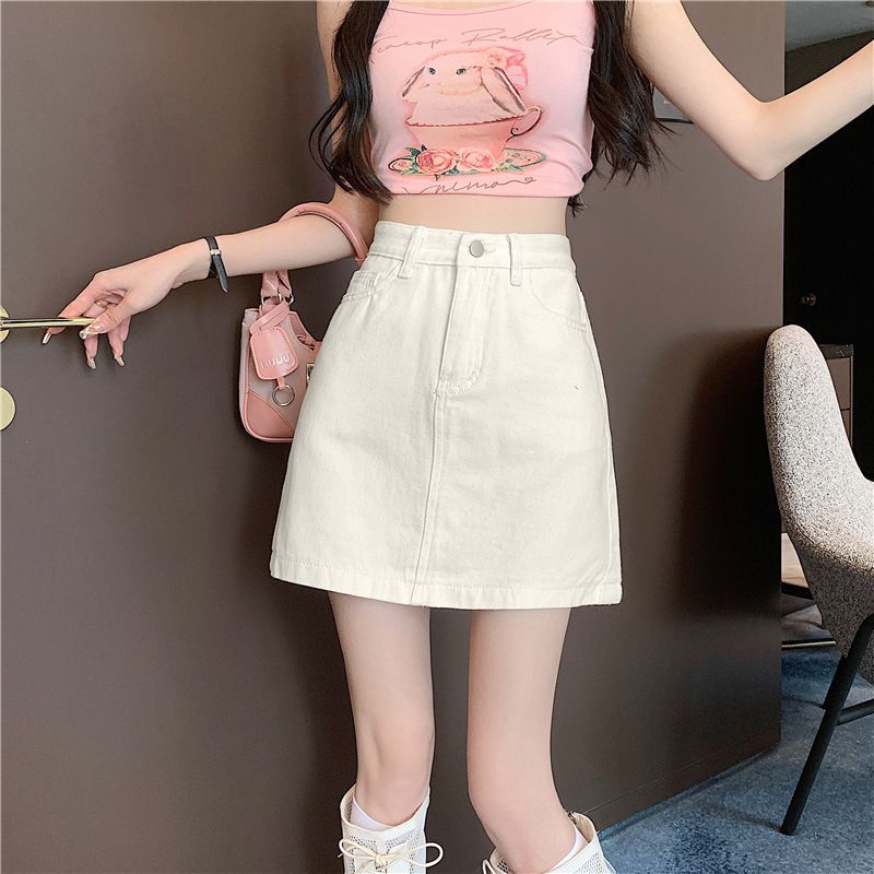 Temperament High Waist Denim Short Skirt Women's Summer New Thin And Versatile Large Size Hip A-shaped Skirt, Hip Skirt_ecoleips.com