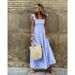 Women's Clothing Summer Temperament Collage Plaid Suspenders Elastic Large Swing Dress_ecoleips.com