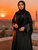 Fashionable Patchwork Gold Velvet Batwing Sleeve Long Robe, Elegant Loose Fitting Muslim Plus Size Women's Dress_ecoleips.com