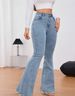 Women's Black Slightly Flared Frayed Jeans Slimming Suitable Pear Shaped Jeans_ecoleips.com
