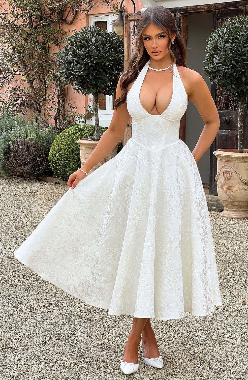 Holiday Jacquard Waist Holiday Fashion Dress Y2K Long Dress_ecoleips.com
