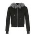 Women's Plush Hooded Sweatshirt Zipper Cardigan High Street Style Loose Fitting Warm Fur Collar Pockets_ecoleips.com