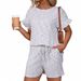 European And American Women's Summer Clothing Set Colorful Waffle Knit round Neck Short Sleeve Top with Ruffle Shorts_ecoleips.com